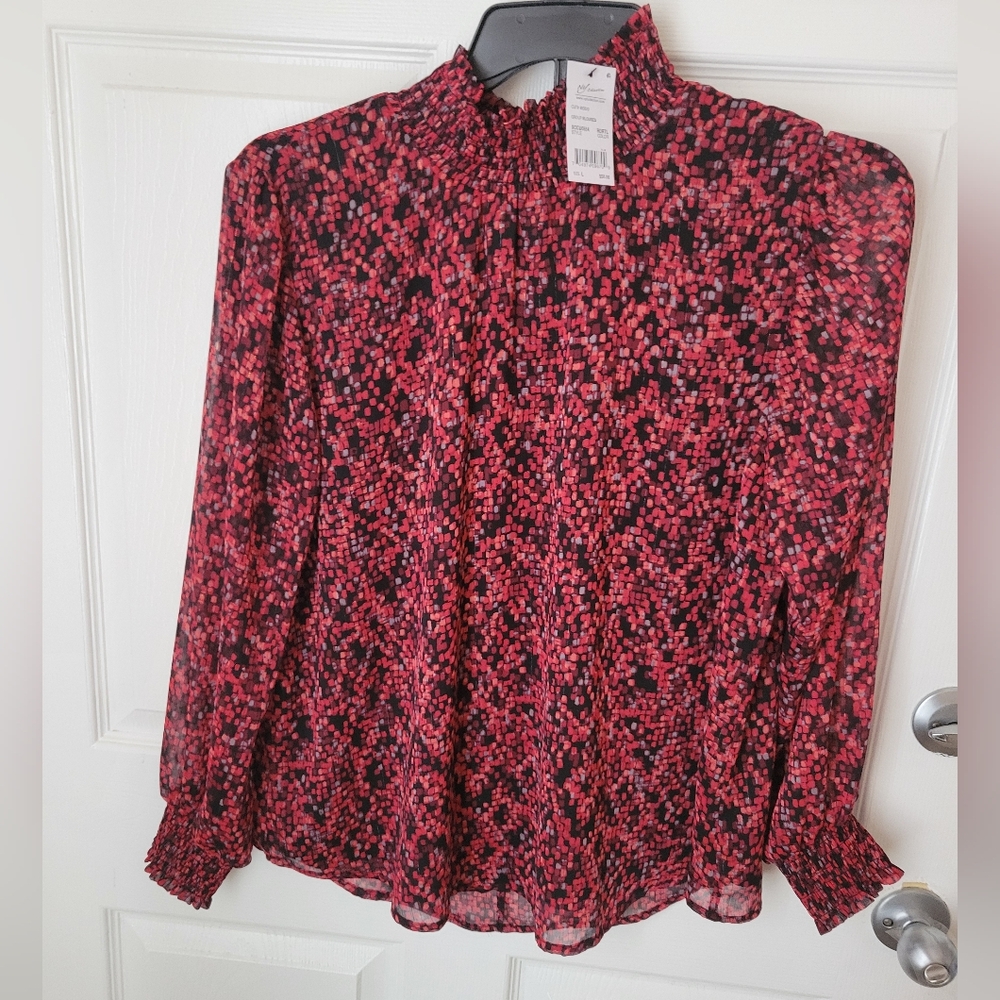 Collection B Vibrant Red and Black Blouse